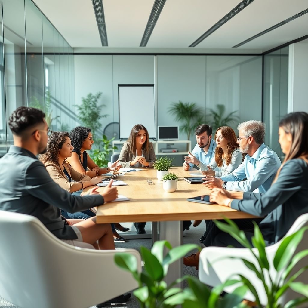 Profissionais em reunião